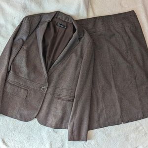 Chocolate brown tweed skirt suit jacket sz 8 skirt sz 12